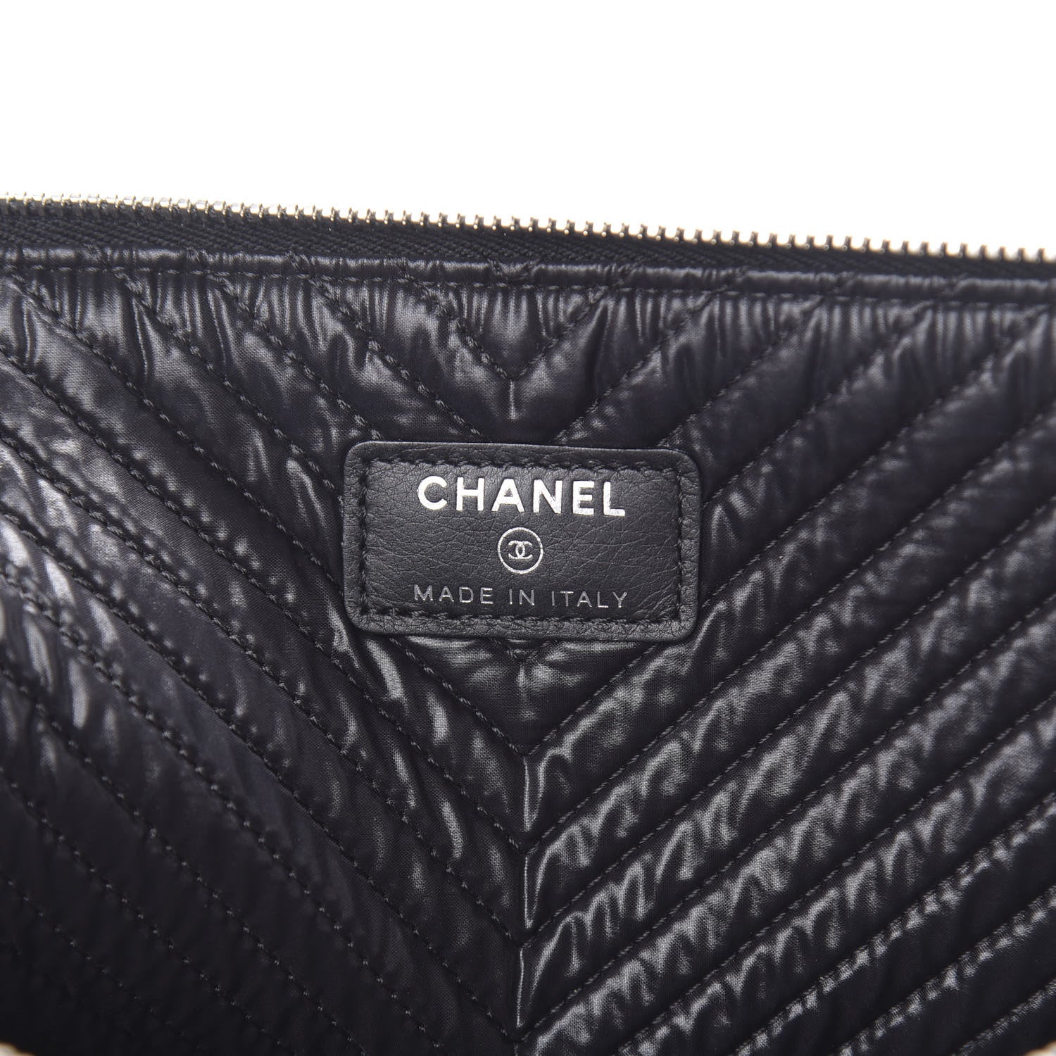 Chanel Calfskin Chevron Quilted Large Boy Cosmetic Case Black 6 of 7