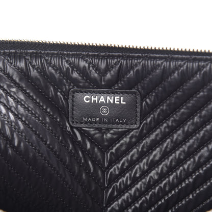Chanel Calfskin Chevron Quilted Large Boy Cosmetic Case Black 6 of 7