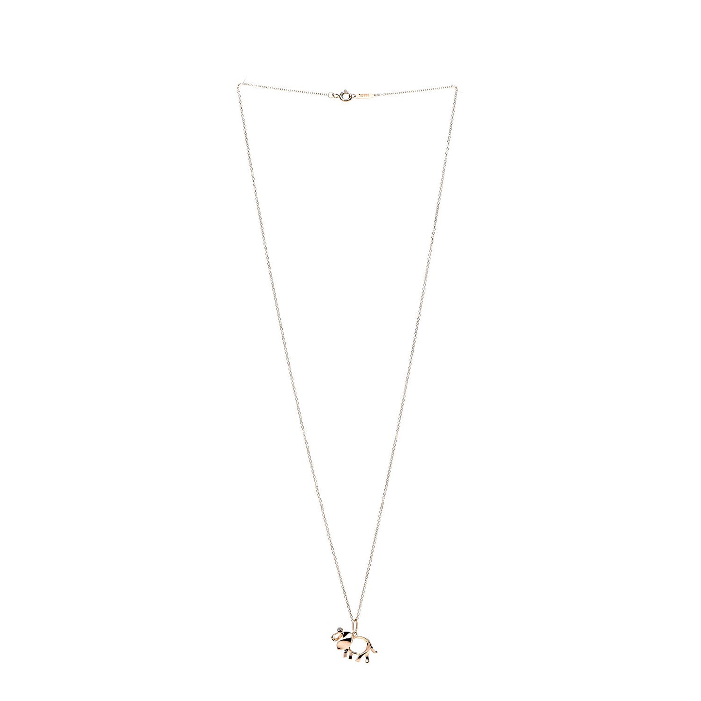 18K Rose Gold Diamond Save The Wild Elephant Pendant Necklace