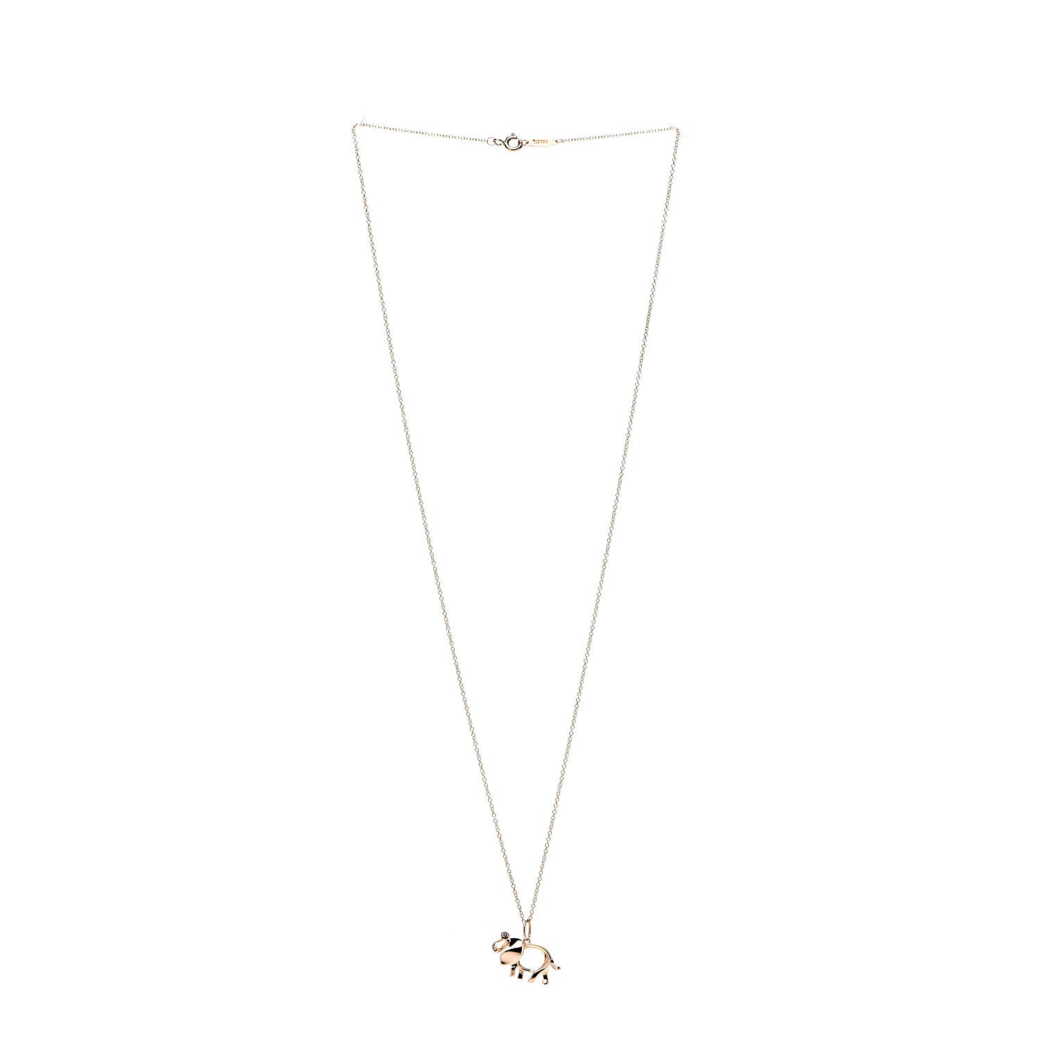 Tiffany 18K Rose Gold Diamond Save The Wild Elephant Pendant Necklace 2 of 7