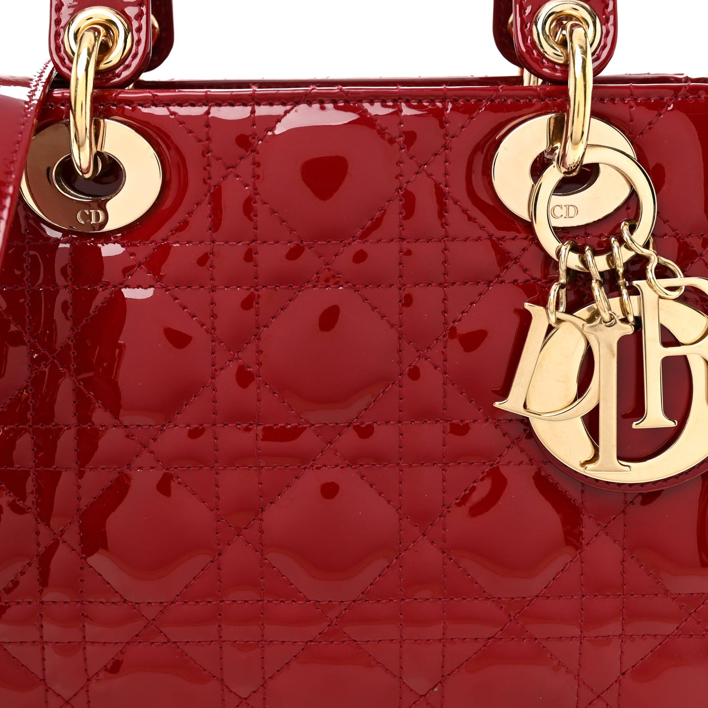 Patent Cannage Small Lady Dior Cherry Red
