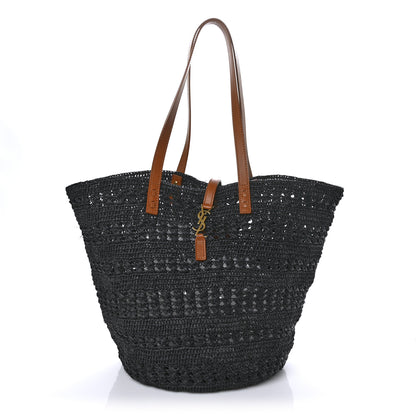 Saint Laurent Raffia Calfskin Medium Panier Tote Black 1 of 9