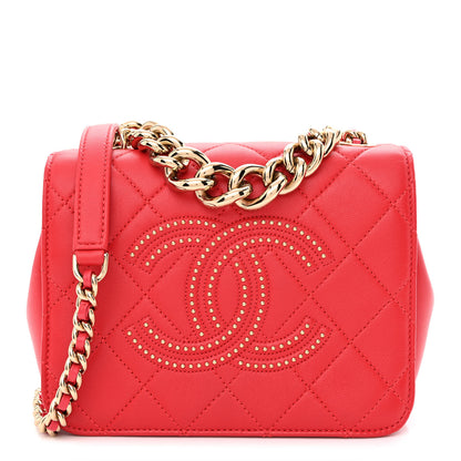 Chanel Lambskin Quilted Studded Beauty Begins Bag Fuchsia 1 of 10