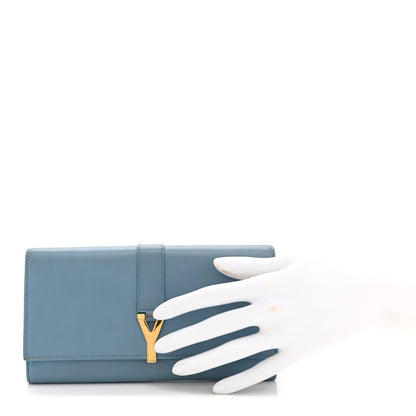 Saint Laurent Calfskin Classic Y Ligne Clutch Blue 2 of 11