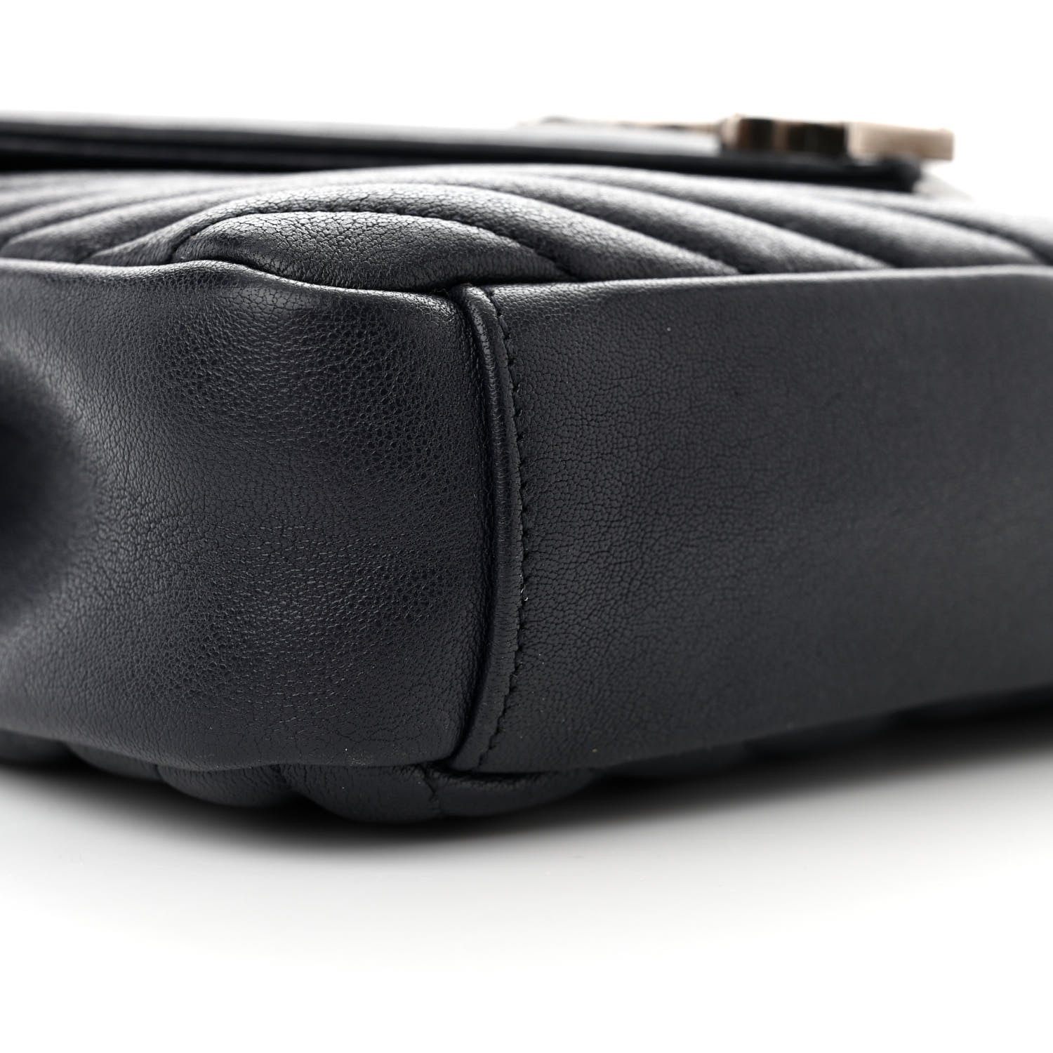 Saint Laurent Sheepskin Matelasse Chevron Monogram Medium College Bag Deep Marine 8 of 13