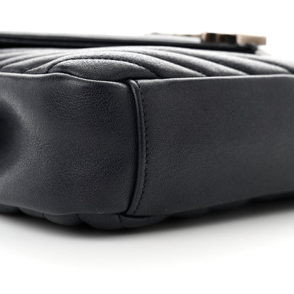 Saint Laurent Sheepskin Matelasse Chevron Monogram Medium College Bag Deep Marine 8 of 13