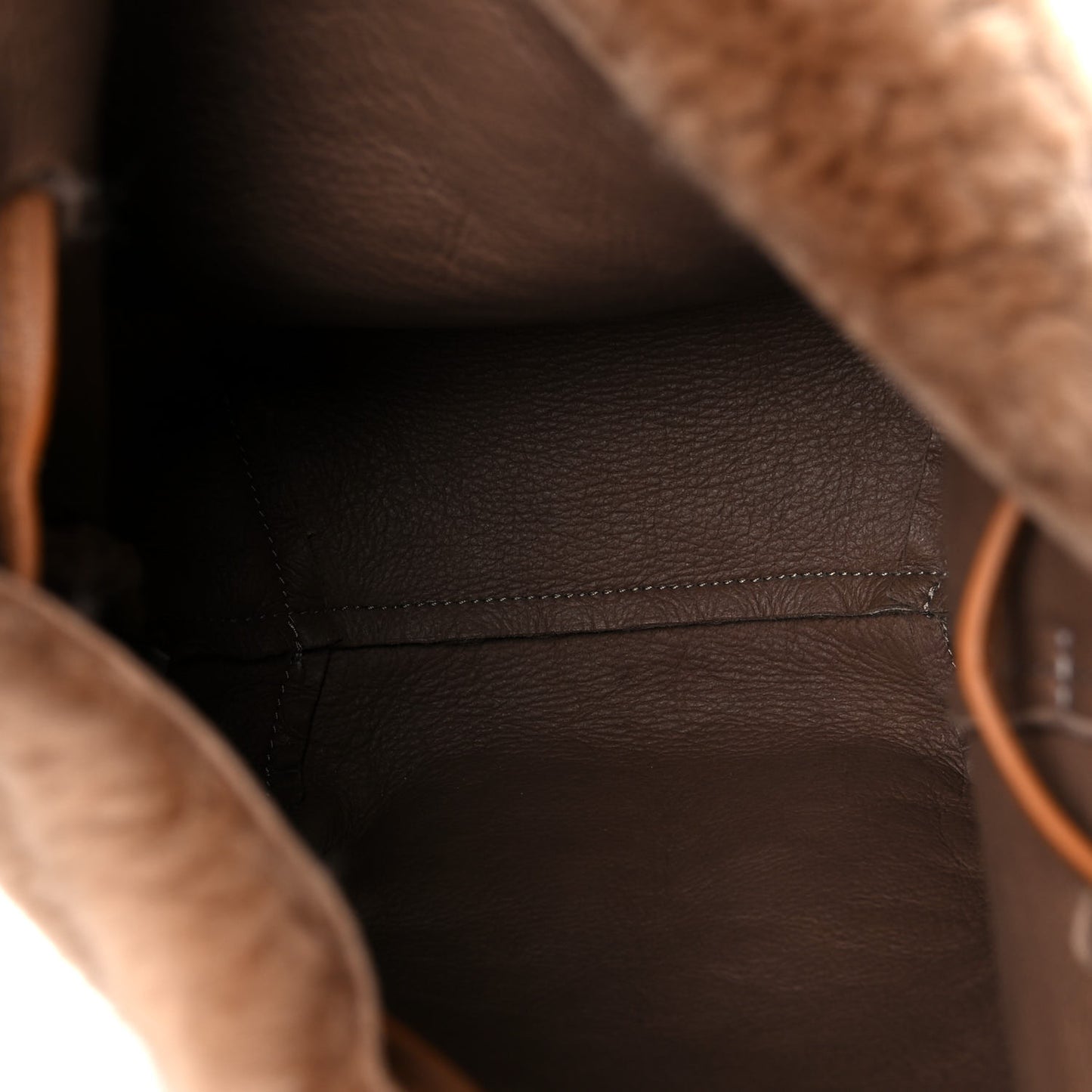 Shearling Mini Bucket Bag Camel