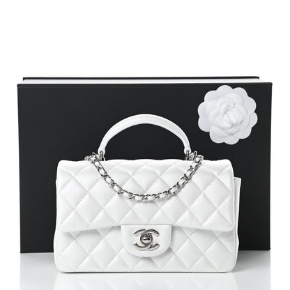Chanel Iridescent Caviar Quilted Mini Top Handle Rectangular Flap White 11 of 11