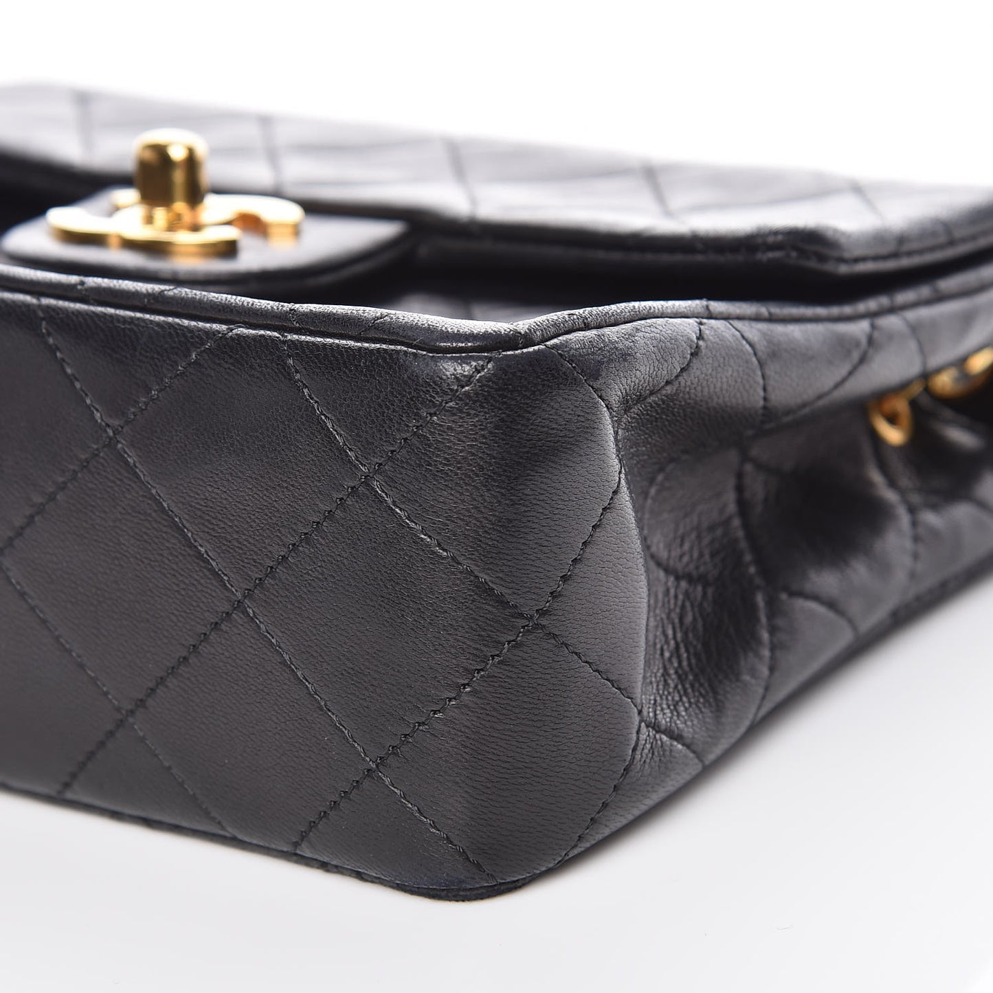 Lambskin Quilted Mini Square Flap Black