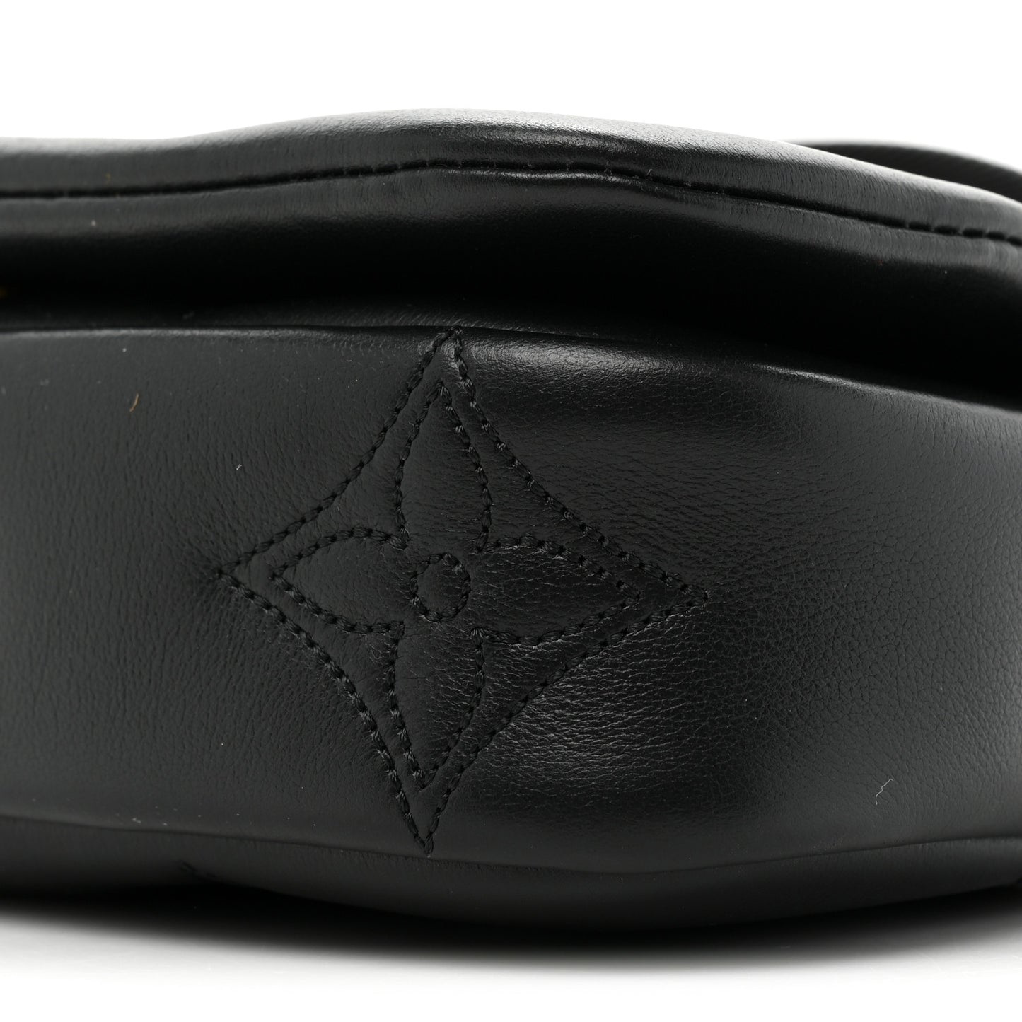 Calfskin Bubblegram Wallet On Strap Black