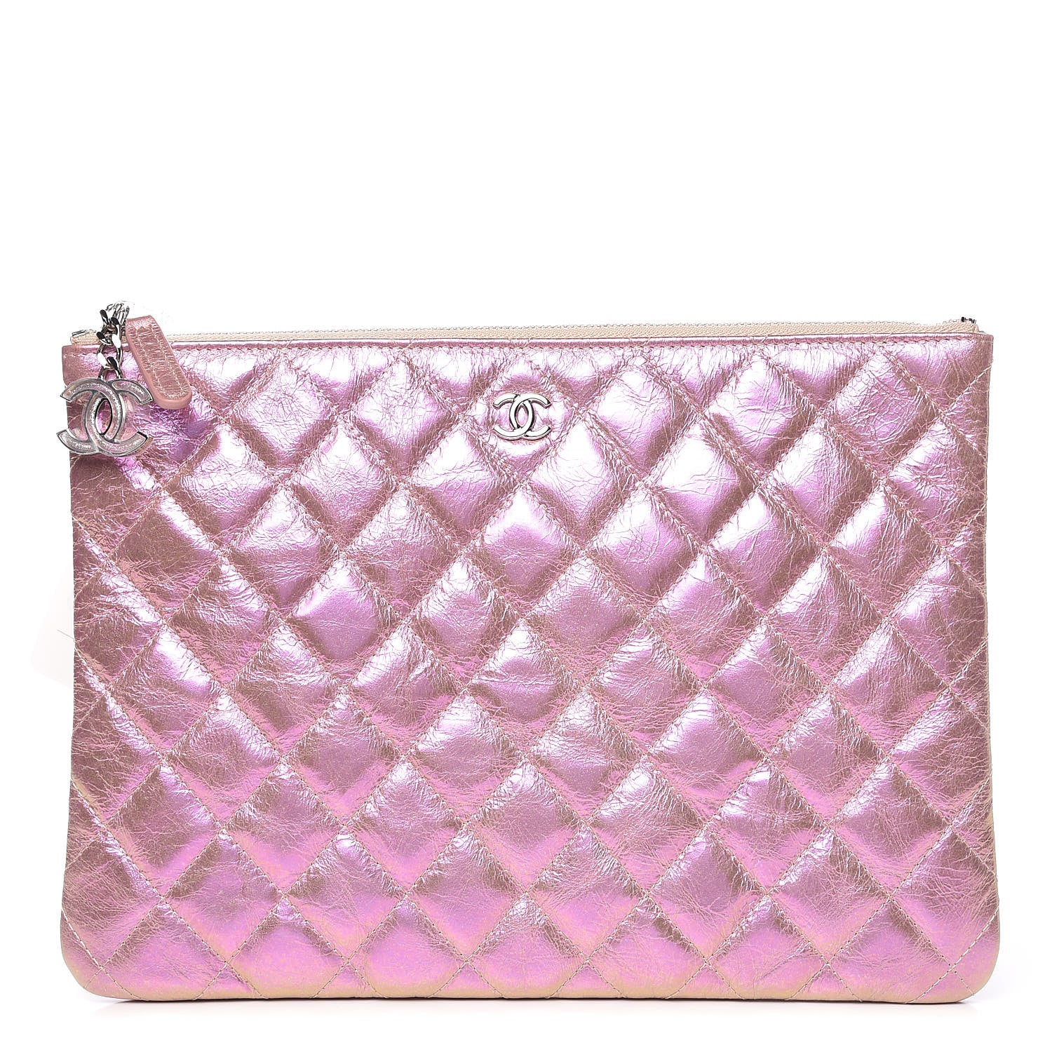 Chanel Iridescent Crumpled Calfskin Medium Cosmetic Case Pink 1 of 11