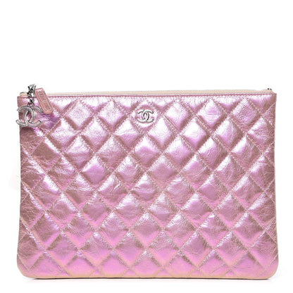 Chanel Iridescent Crumpled Calfskin Medium Cosmetic Case Pink 1 of 11