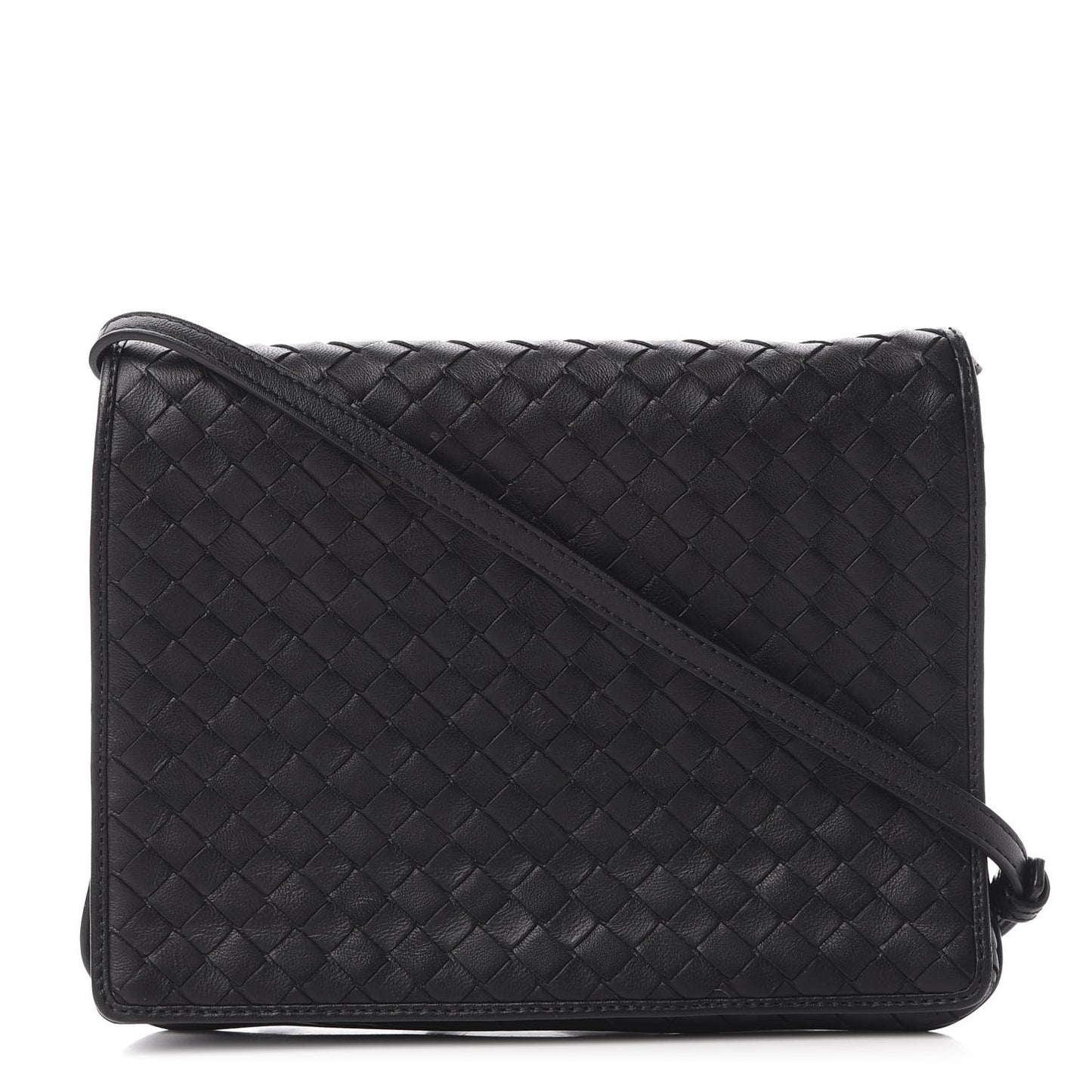 Nappa Intrecciato Flap Crossbody Black