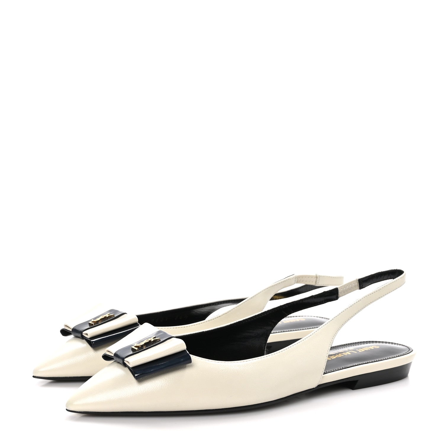 Saint Laurent Belfagor Anais Slingback Flats 36.5 Navy Pearl 3 of 9