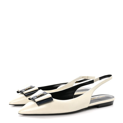 Saint Laurent Belfagor Anais Slingback Flats 36.5 Navy Pearl 3 of 9