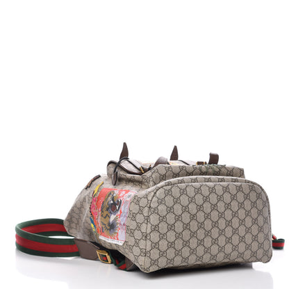 Gucci Soft GG Supreme Monogram Courrier Web Double Buckle Backpack Beige New Acero 4 of 10