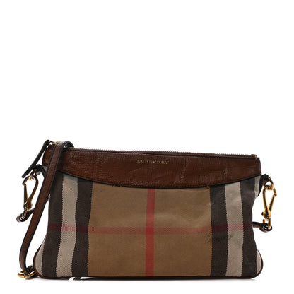 Burberry House Check Derby Peyton Crossbody Clutch Bag Tan 1 of 13