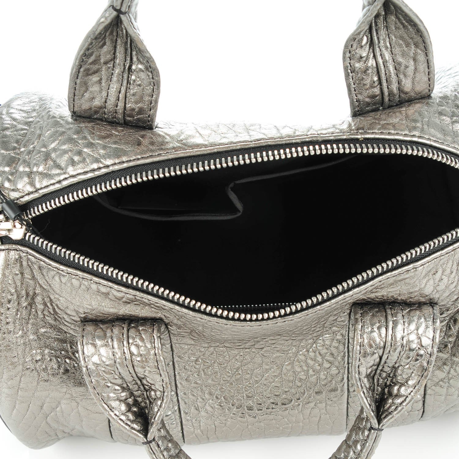 Alexander Wang Metallic Pebbled Lambskin Rocco Carbon Silver Hardware 5 of 7