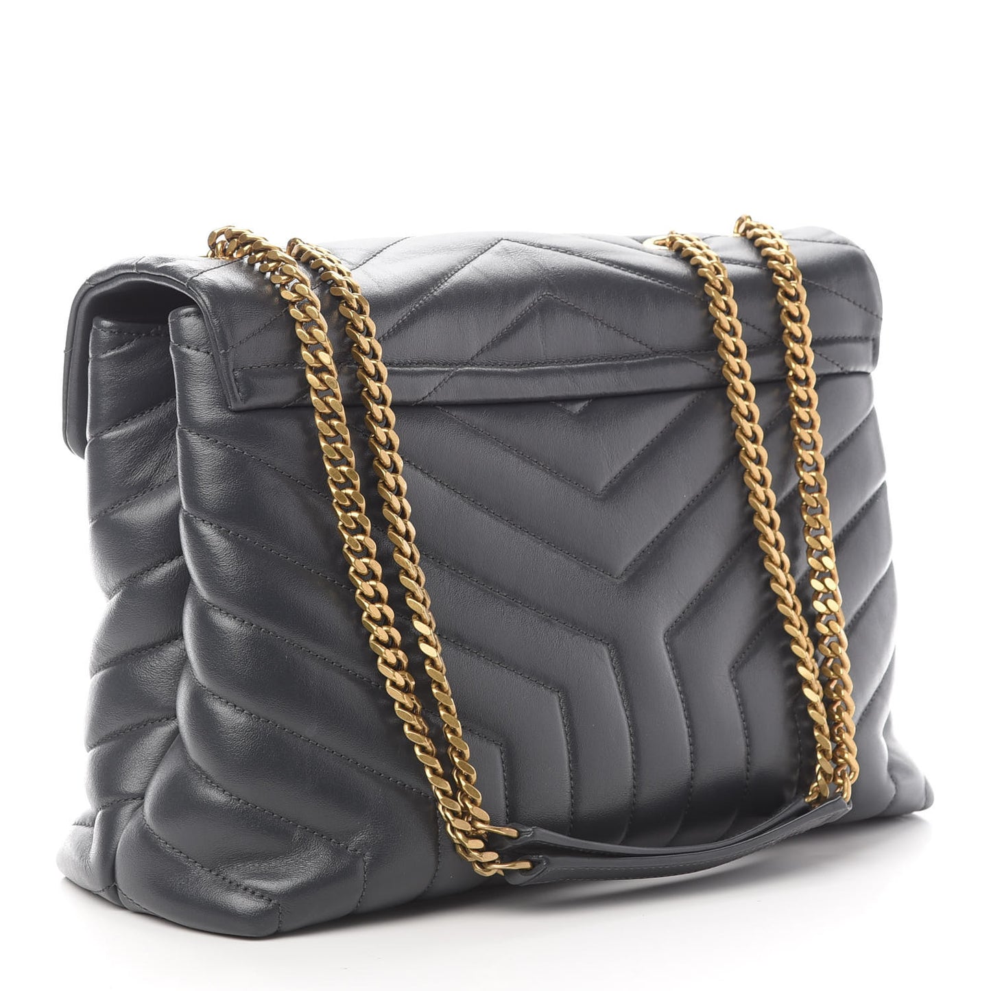 Calfskin Y Quilted Monogram Medium Loulou Chain Satchel Asphalt