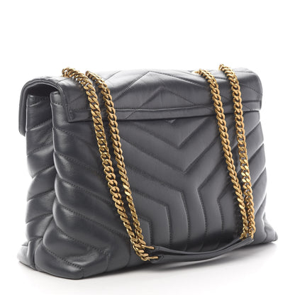 Saint Laurent Calfskin Y Quilted Monogram Medium Loulou Chain Satchel Asphalt 3 of 9