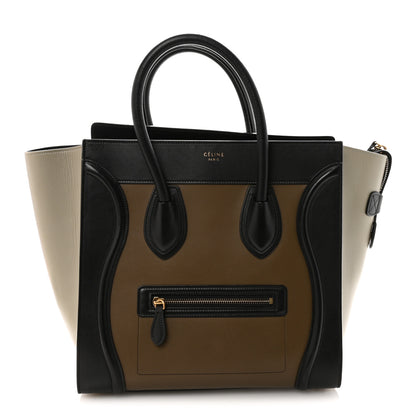 Celine Satin Calfskin Mini Tri-Color Luggage Dark Grey 1 of 9