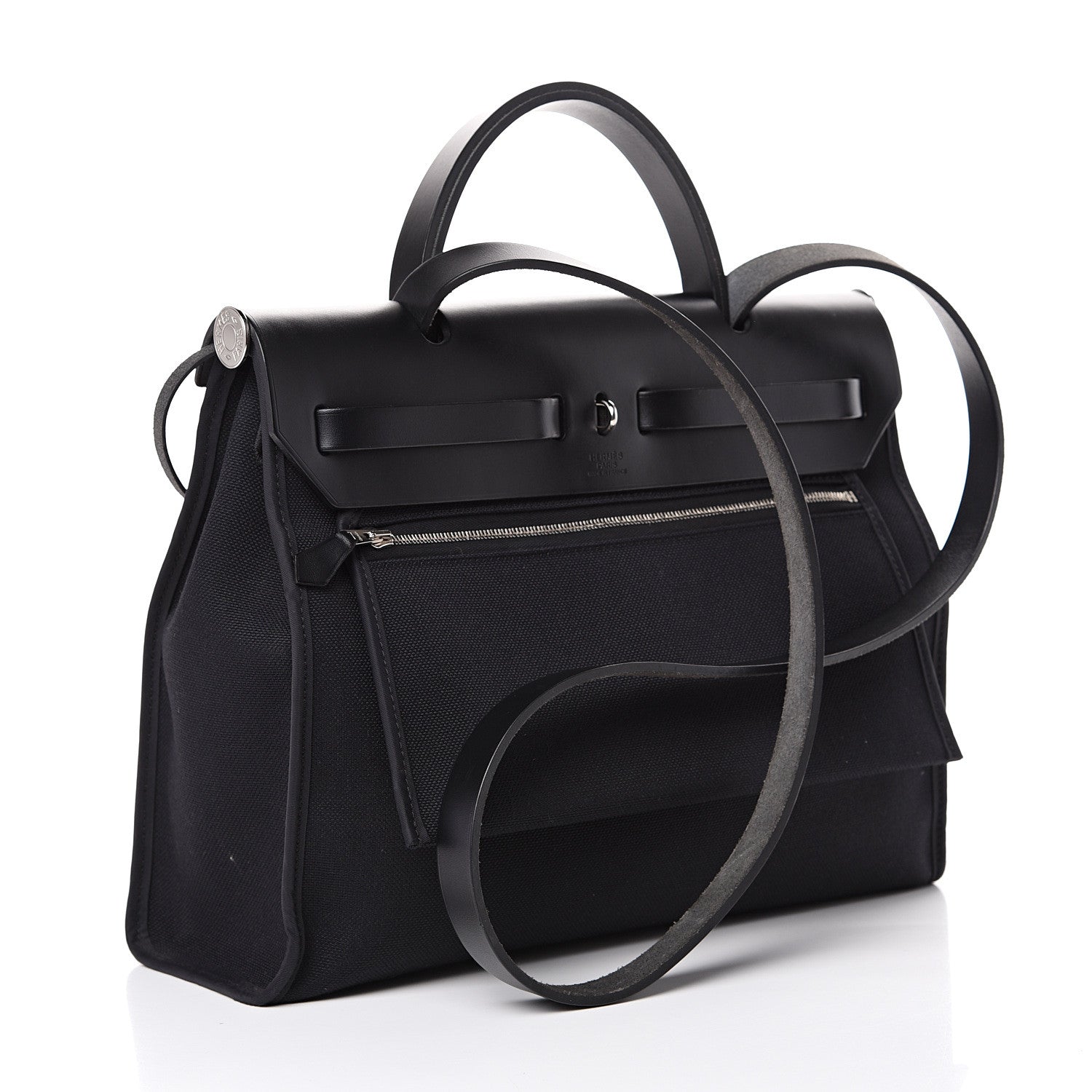 Hermes Military Toile Vache Hunter Herbag Zip PM 31 Black 3 of 12