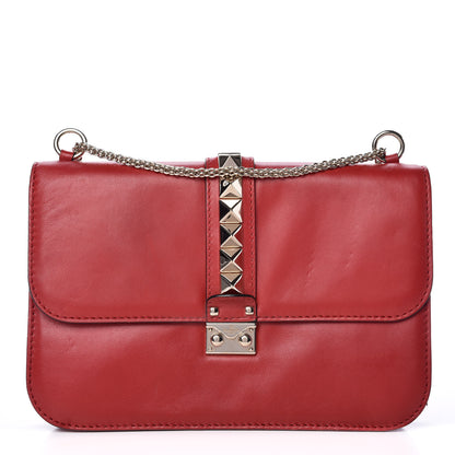 Valentino Garavani Vitello Large Glam Lock Rockstud Flap Red 1 of 18