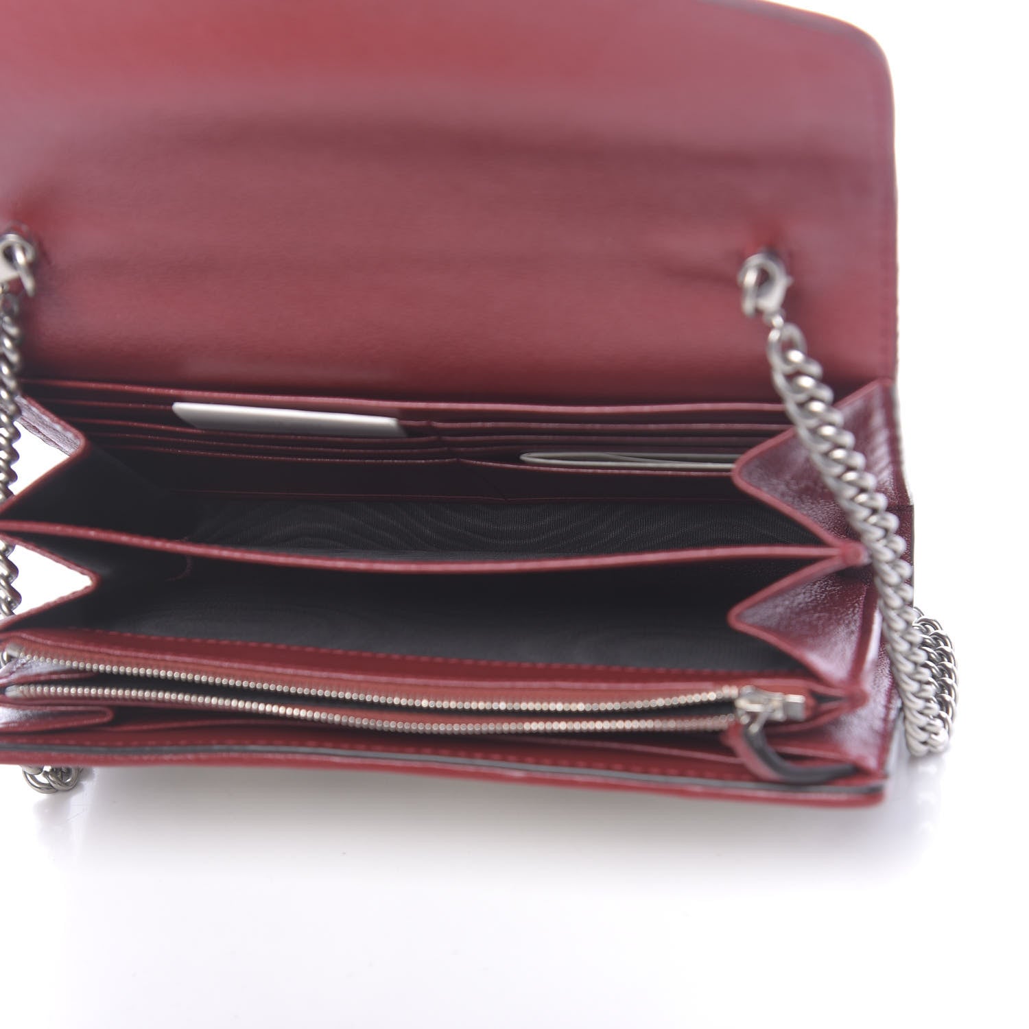 Gucci Tweed GG Monogram Mini Dionysus Chain Wallet White Black Romantic Cherry 5 of 10