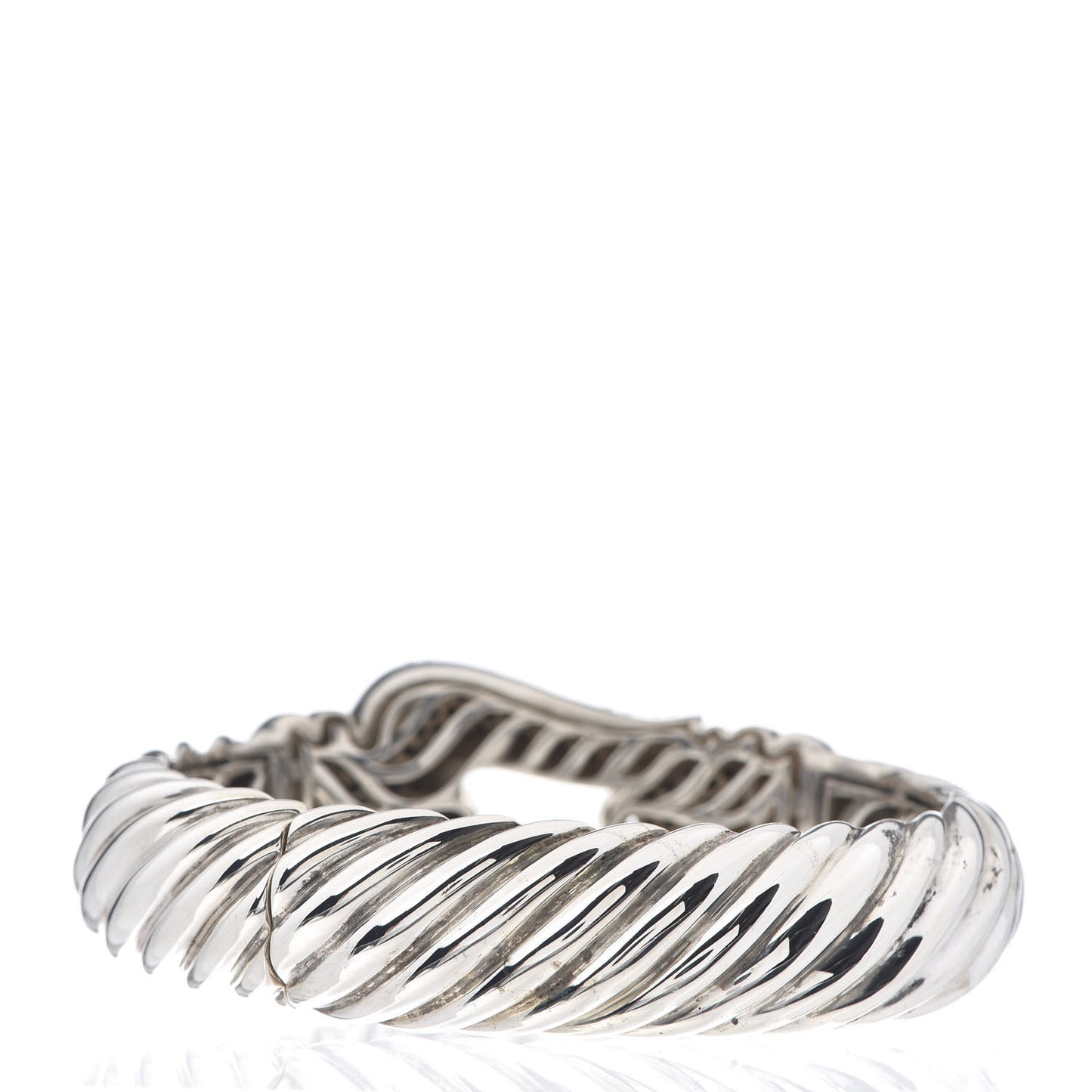 Sterling Silver Black Diamond 15mm Cable Buckle Bracelet