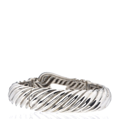 David Yurman Sterling Silver Black Diamond 15mm Cable Buckle Bracelet 3 of 4