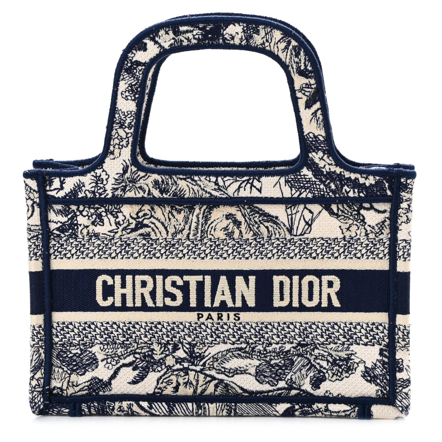 Christian Dior Canvas Embroidered Mini Toile De Jouy Book Tote Blue 1 of 10