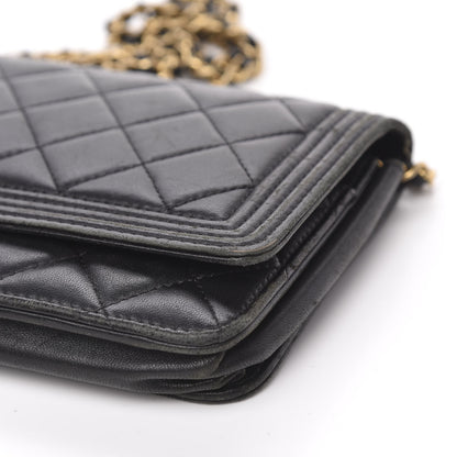 Chanel Lambskin Quilted Boy Wallet On Chain WOC Black 10 of 20