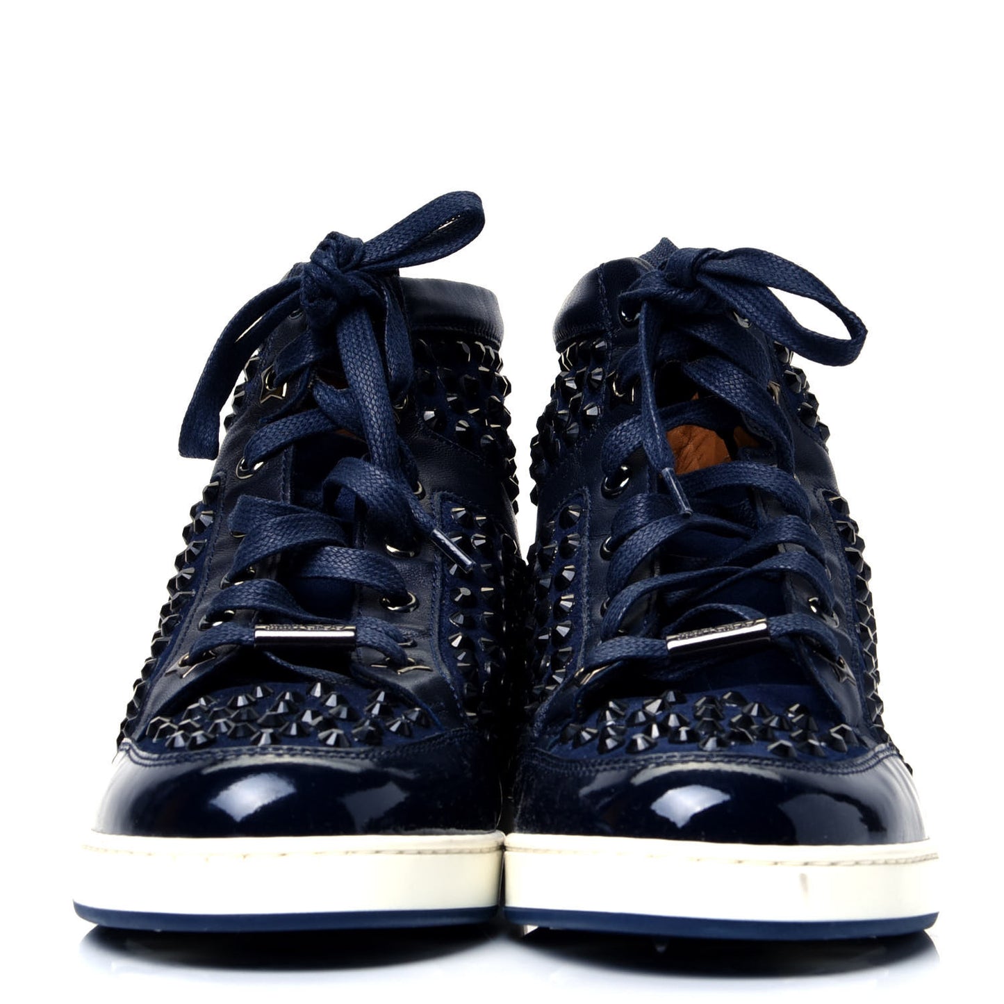 Calfskin Patent Studded Tokyo Sneakers 35.5 Navy