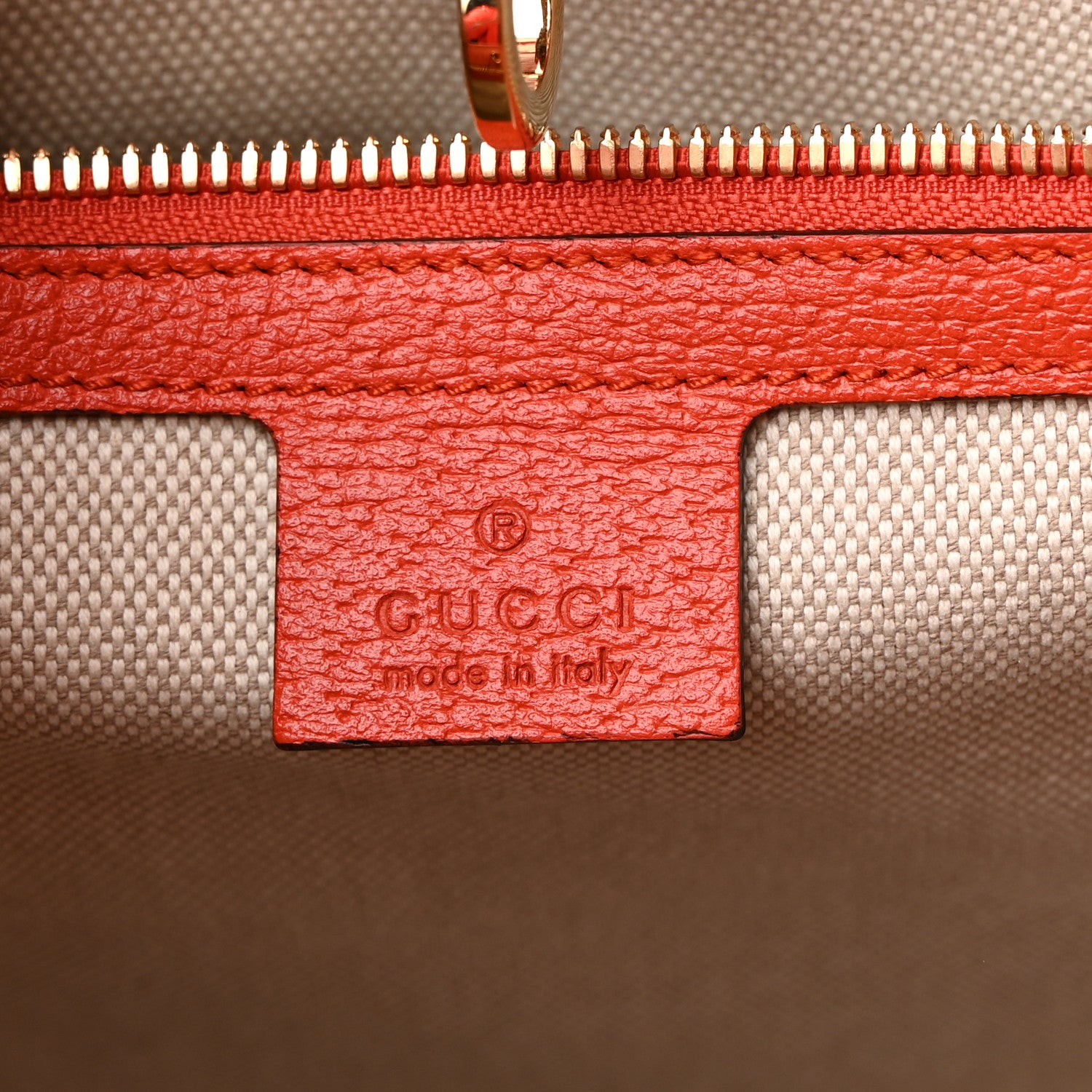 Gucci Fabric Embroidered Miami Striped Tote Bag Orange 6 of 11
