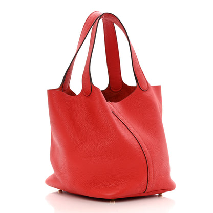 Hermes Taurillon Clemence Picotin Lock 22 MM Rouge de Coeur 3 of 11