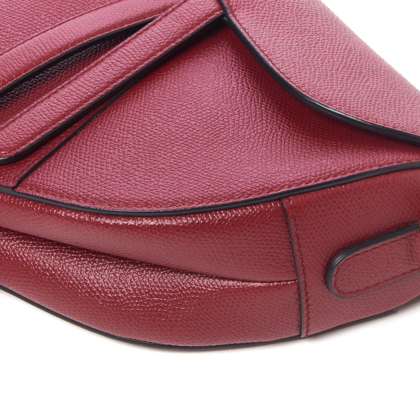 Grained Calfskin Saddle Bag Burgundy