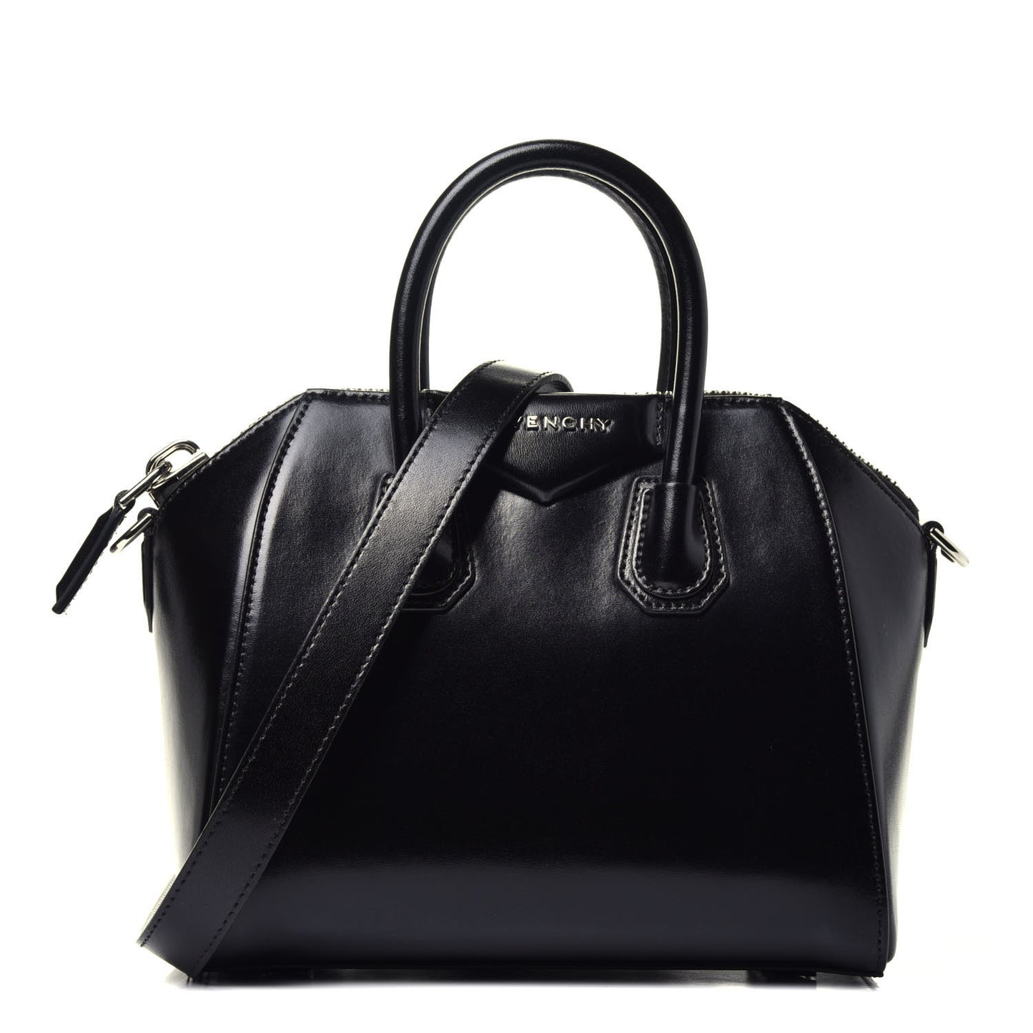 Shiny Lord Calfskin Mini Antigona Black