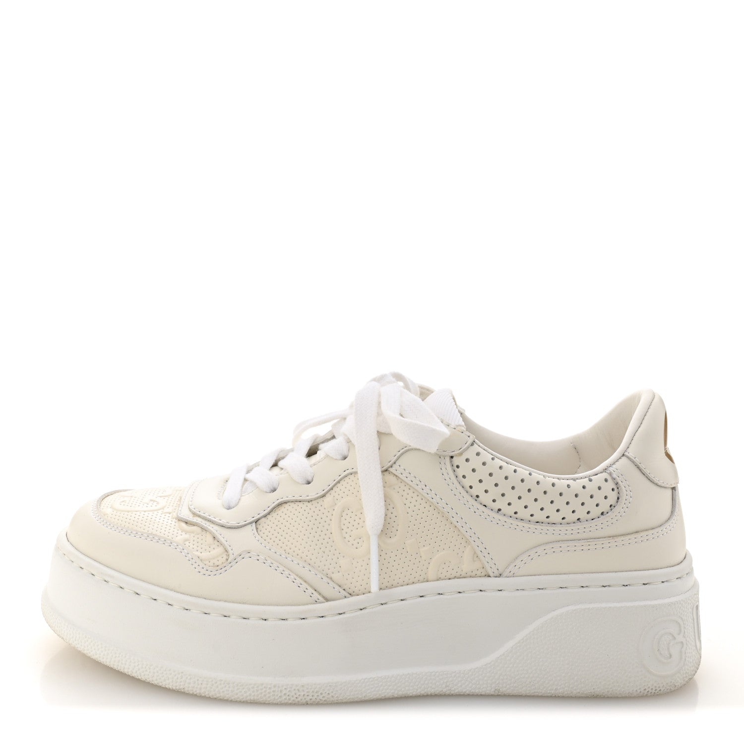 Gucci Calfskin GG Tennis Embossed Perforated Womens Platform 55mm