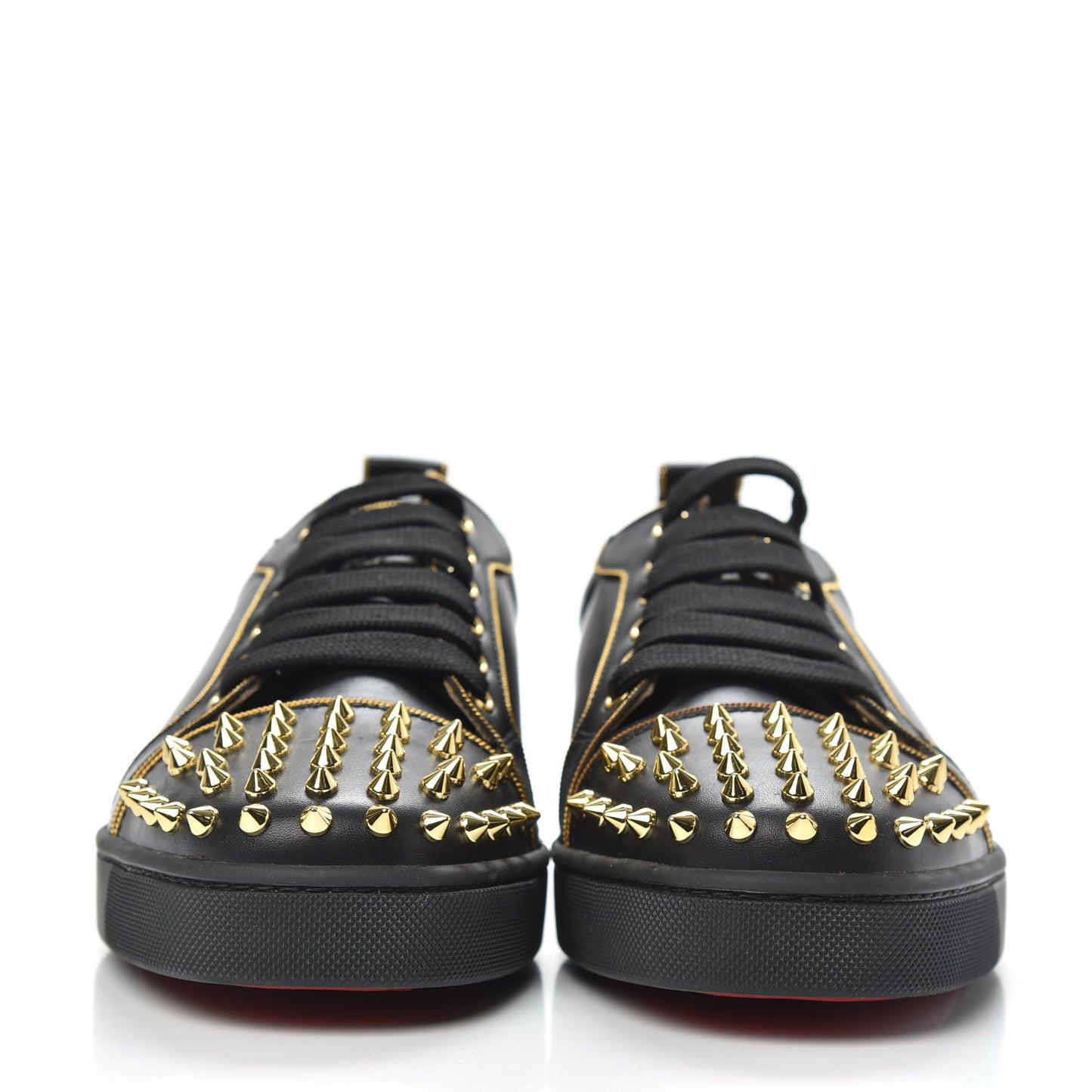 Calfskin Louis Junior Spikes Flat Sneakers 39 Black Gold