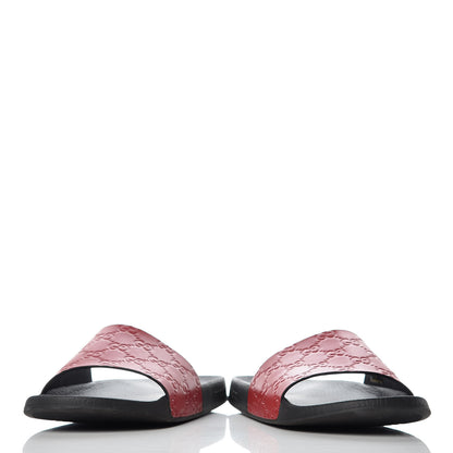 Gucci Guccissima Signature Womens Slide Sandals 39 Hibiscus Red 6 of 9