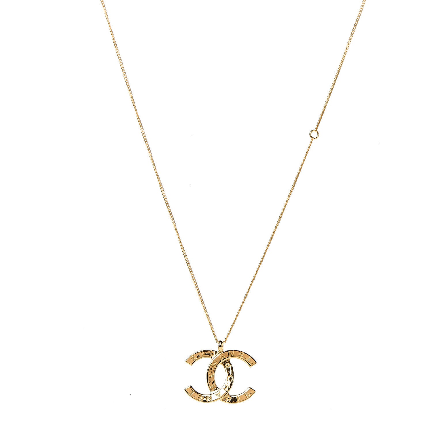 Chanel Metal CC Paris Button Necklace Gold 1 of 4