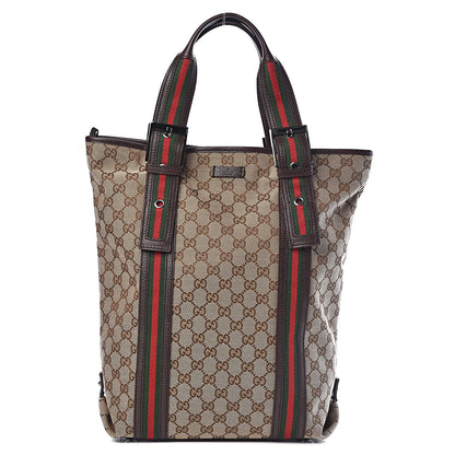 Gucci GG Monogram Medium Web Handle Vertical Tote Bag Dark Brown 1 of 10