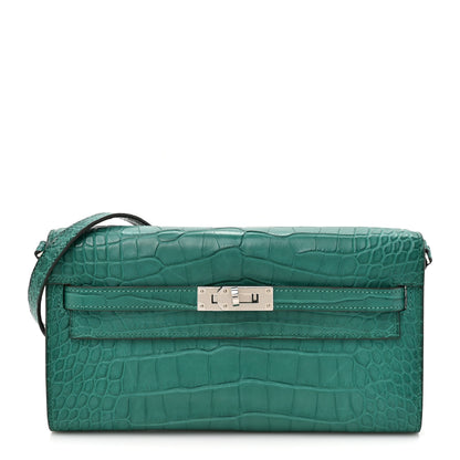 Hermes Matte Alligator Kelly To Go Wallet Malachite 1 of 12