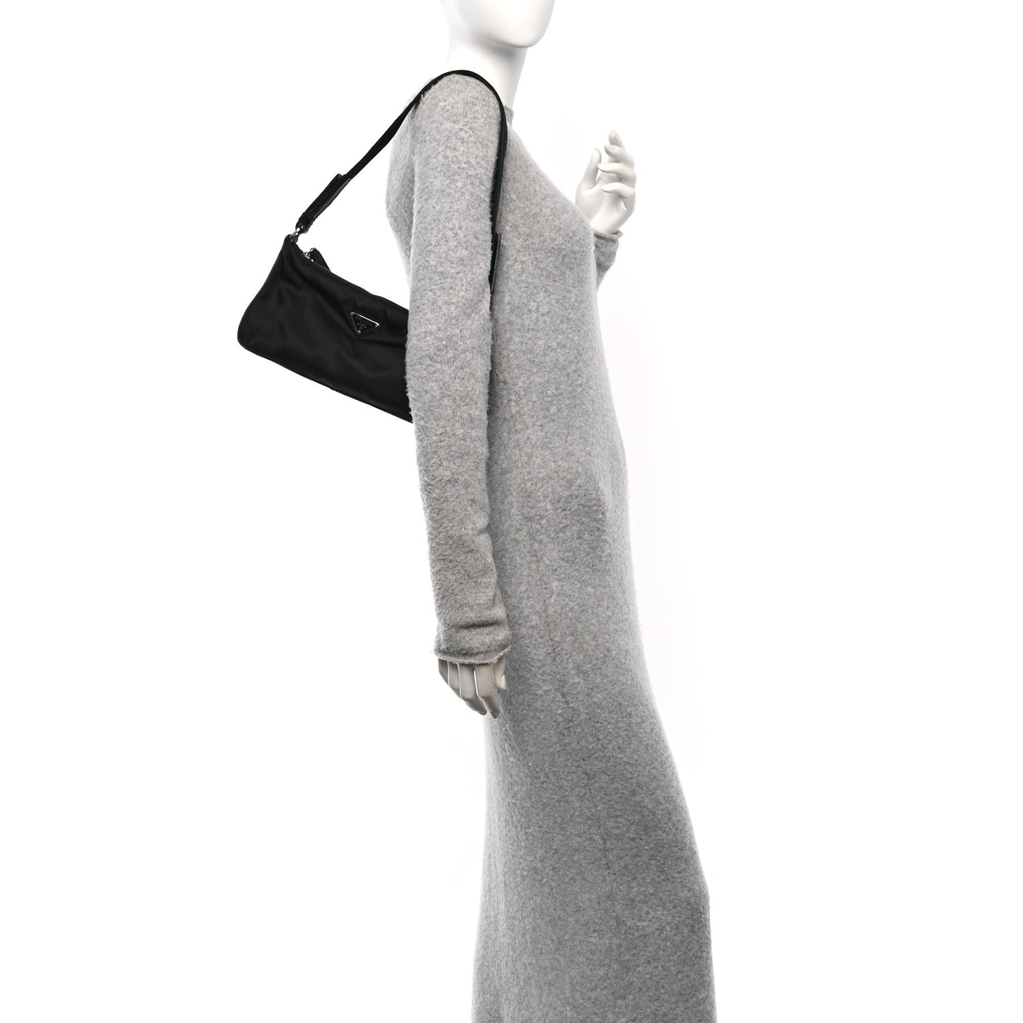 Tessuto Nylon Calfskin Pochette Black