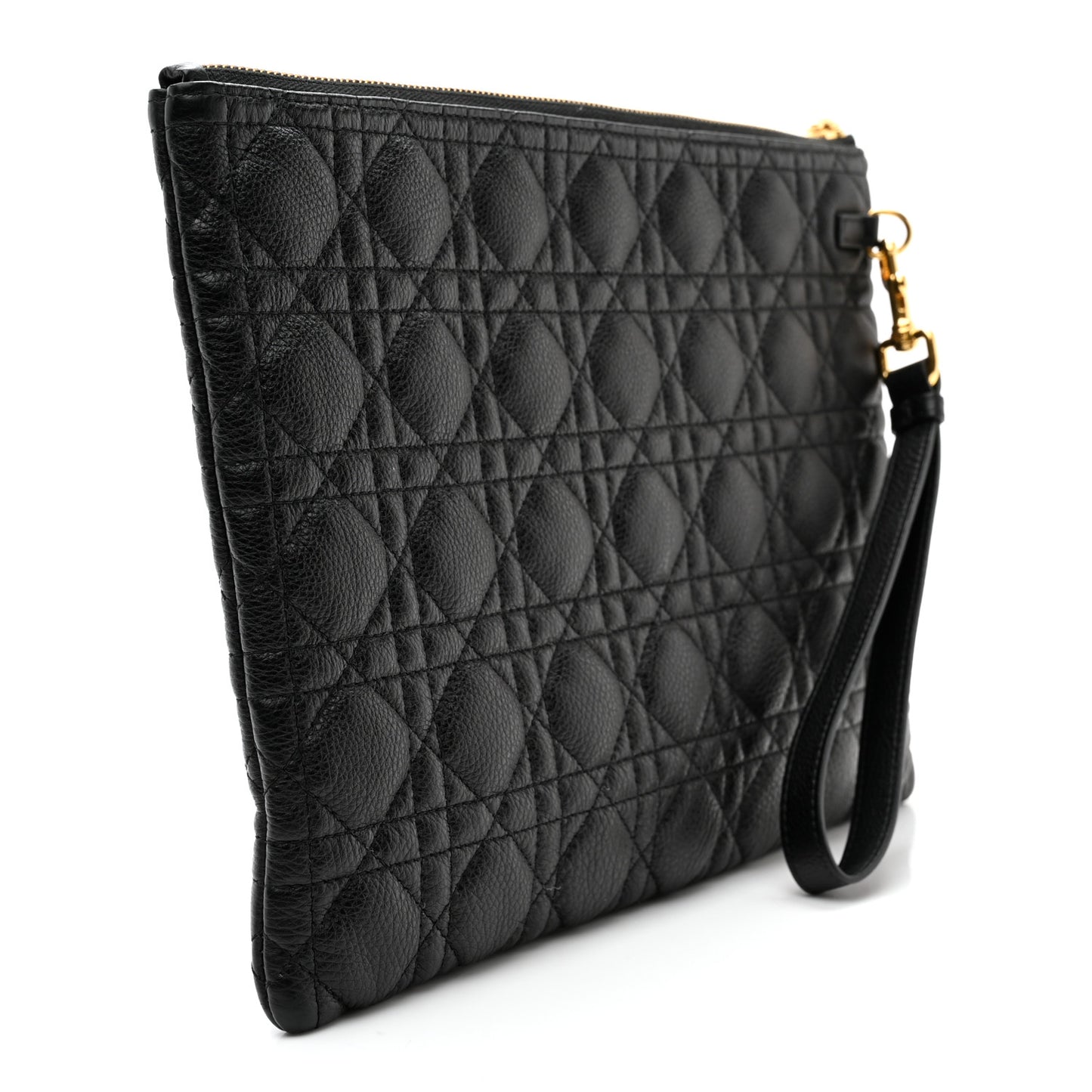 Supple Calfskin Cannage Large Caro Daily Pouch Black