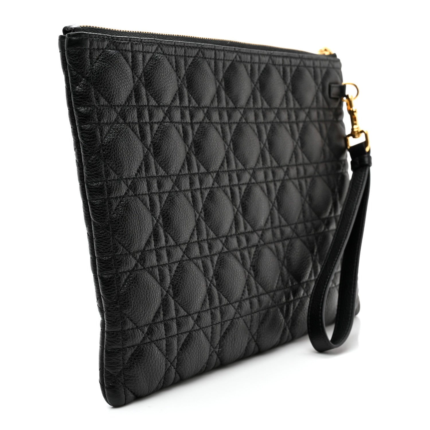 Christian Dior Supple Calfskin Cannage Large Caro Daily Pouch Black 3 of 9