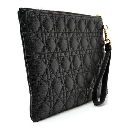 Christian Dior Supple Calfskin Cannage Large Caro Daily Pouch Black 3 of 9