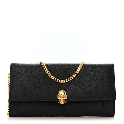 Alexander McQueen Pebbled Calfskin Skull Wallet on Chain Black 1 of 14