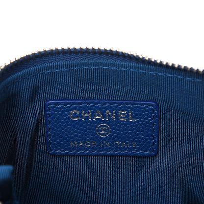 Chanel Caviar Chevron Quilted Small Cosmetic Case Blue 6 of 8