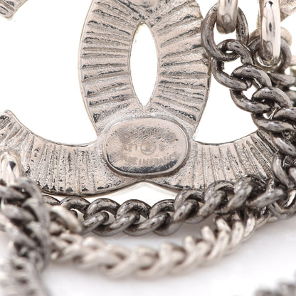 Chanel Crystal Chain CC Earrings Silver 4 of 5